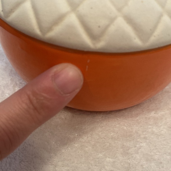 🆕GIFT CRAFT: FALL HARVEST CONTAINER - NWT Cream Sand Stone Lid and Orange Dish - Picture 6 of 7